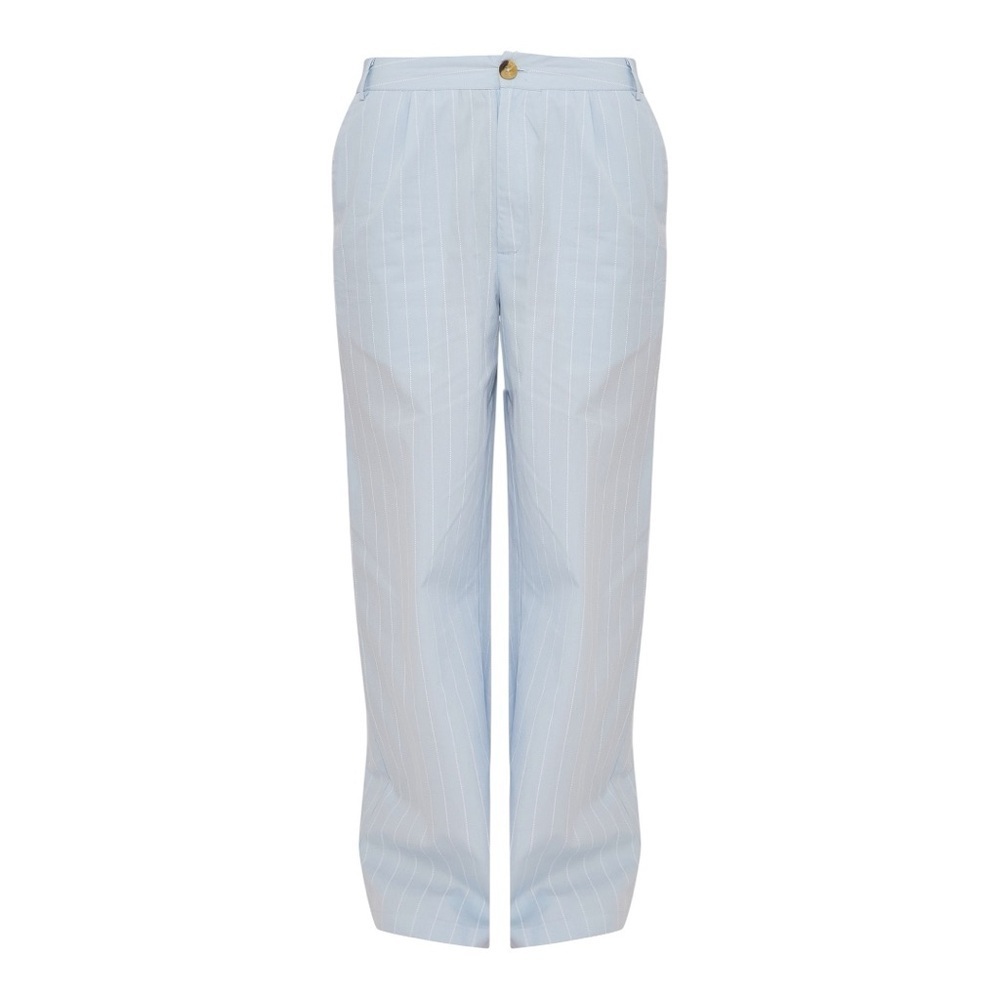 PrettyLittleThing Blue Poplin Pinstripe Tailored Wide-Leg Trousers – US 4 (NWT)